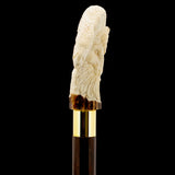 Natures Wildlife Pack Intricate Handcarved Bone Handle Collector Cane w/Custom Shaft and Collar Bone Handles - Tophatter Daily Deals
