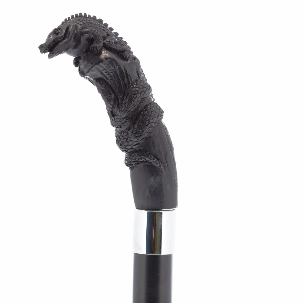 Carved Lizard Dark Buffalo Horn: Collector Cane - Limited Supply Bone Handles - Tophatter Daily Deals