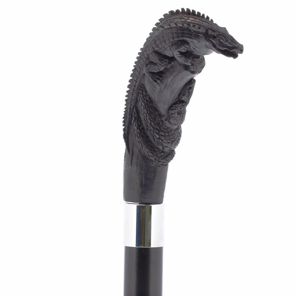 Carved Lizard Dark Buffalo Horn: Collector Cane - Limited Supply Bone Handles - Tophatter Daily Deals