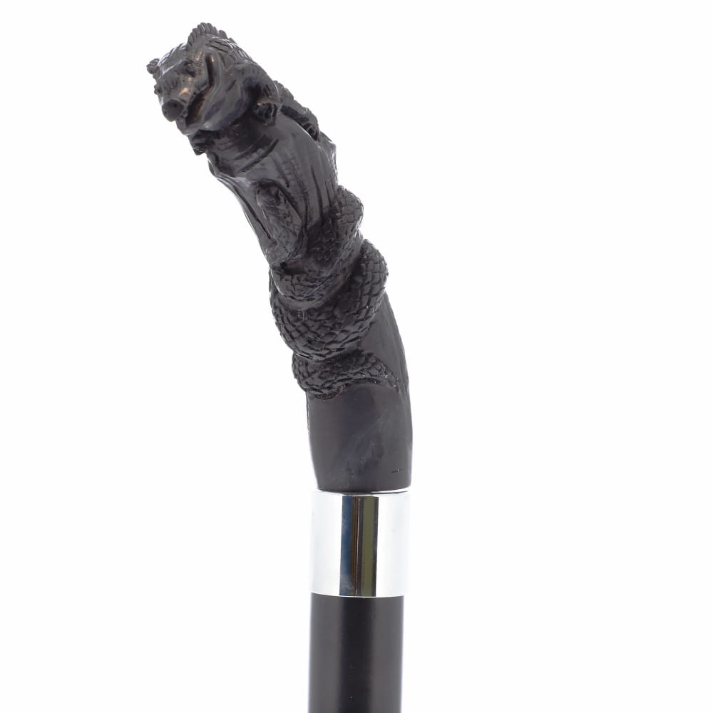 Carved Lizard Dark Buffalo Horn: Collector Cane - Limited Supply Bone Handles - Tophatter Daily Deals