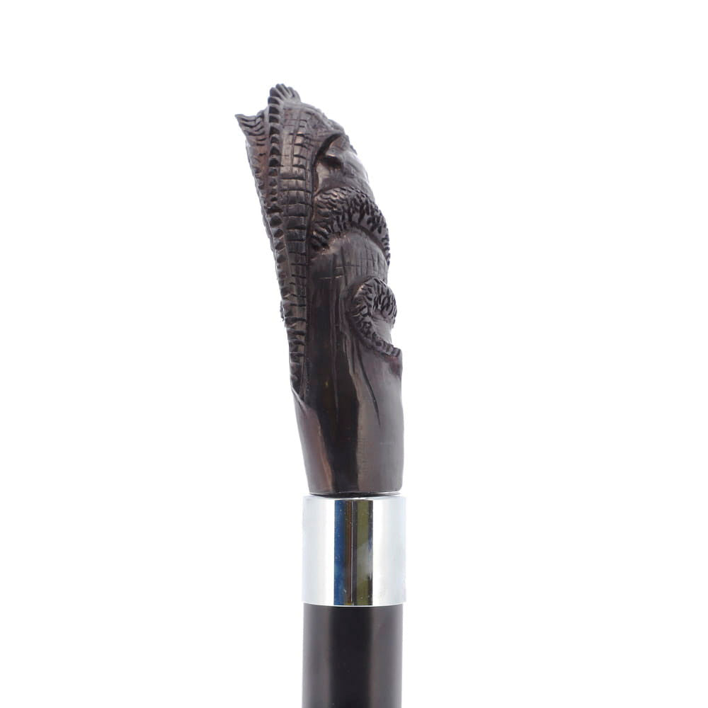 Lizard Carving Dark Buffalo Horn Bone Handle Collector Cane w/Custom Shaft and Collar Bone Handles - Tophatter Daily Deals