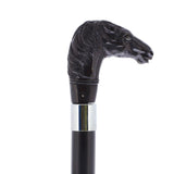 Horse Carving Dark Buffalo Horn Bone Handle Collector Cane w/Custom Shaft and Collar Bone Handles - Tophatter Daily Deals