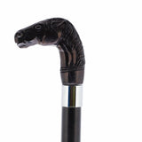 Horse Carving Dark Buffalo Horn Bone Handle Collector Cane w/Custom Shaft and Collar Bone Handles - Tophatter Daily Deals