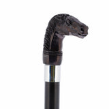 Horse Carving Dark Buffalo Horn Bone Handle Collector Cane w/Custom Shaft and Collar Bone Handles - Tophatter Daily Deals