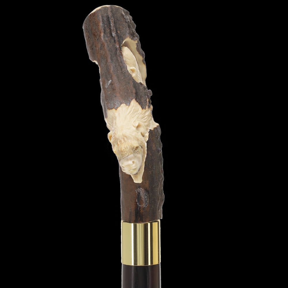 Carved Bison Antler Buffalo Bone: Collector Cane - Limited Supply Bone Handles - Tophatter Daily Deals