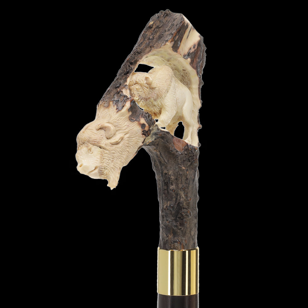 Carved Bison Antler Buffalo Bone: Collector Cane - Limited Supply Bone Handles - Tophatter Daily Deals