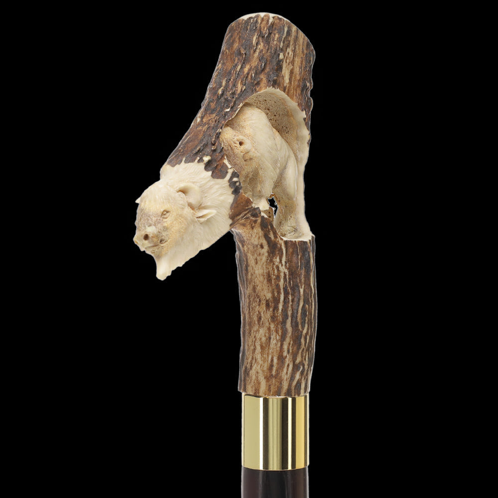 Carved Bison Antler Buffalo Bone: Collector Cane - Limited Supply Bone Handles - Tophatter Daily Deals