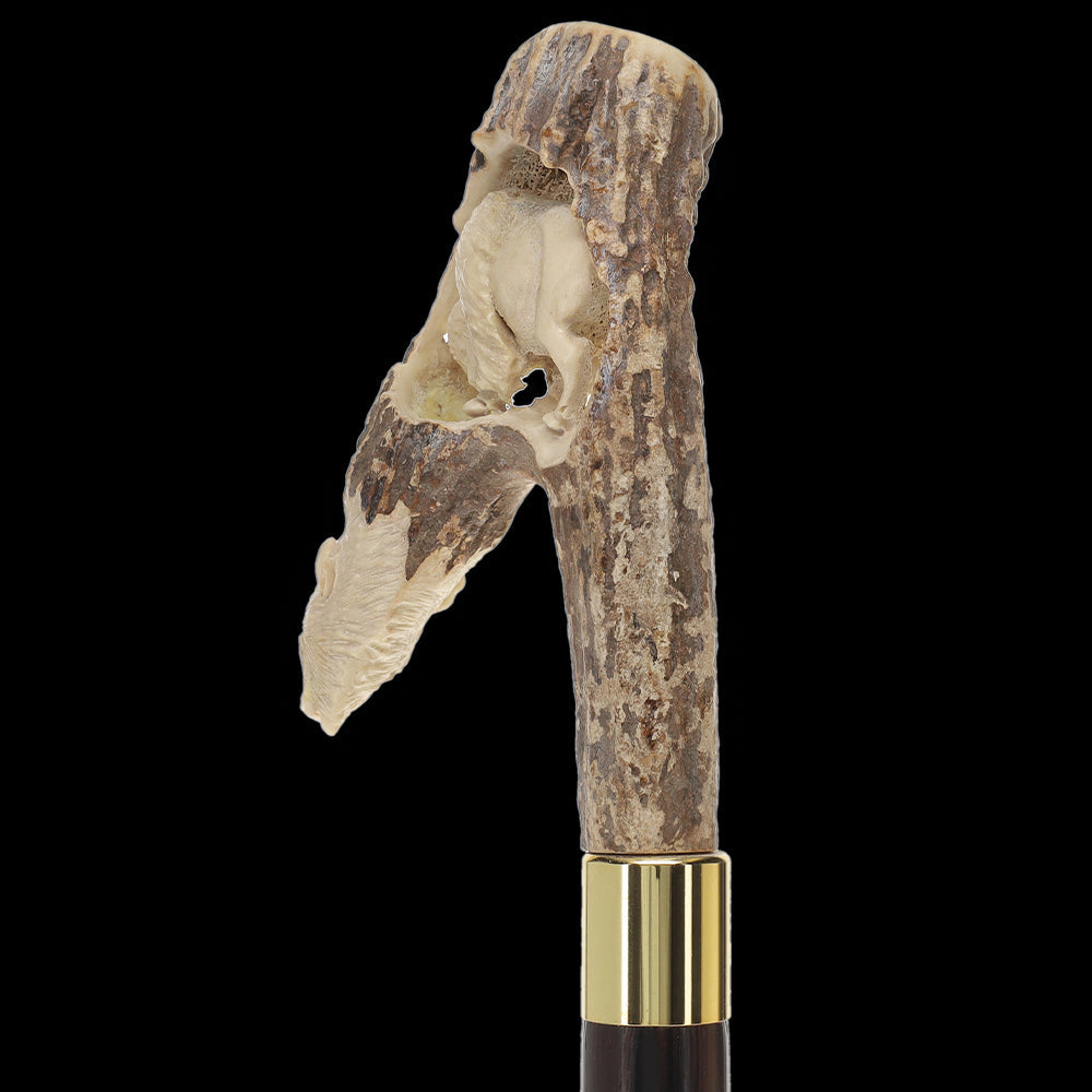 Carved Bison Antler Buffalo Bone: Collector Cane - Limited Supply Bone Handles - Tophatter Daily Deals