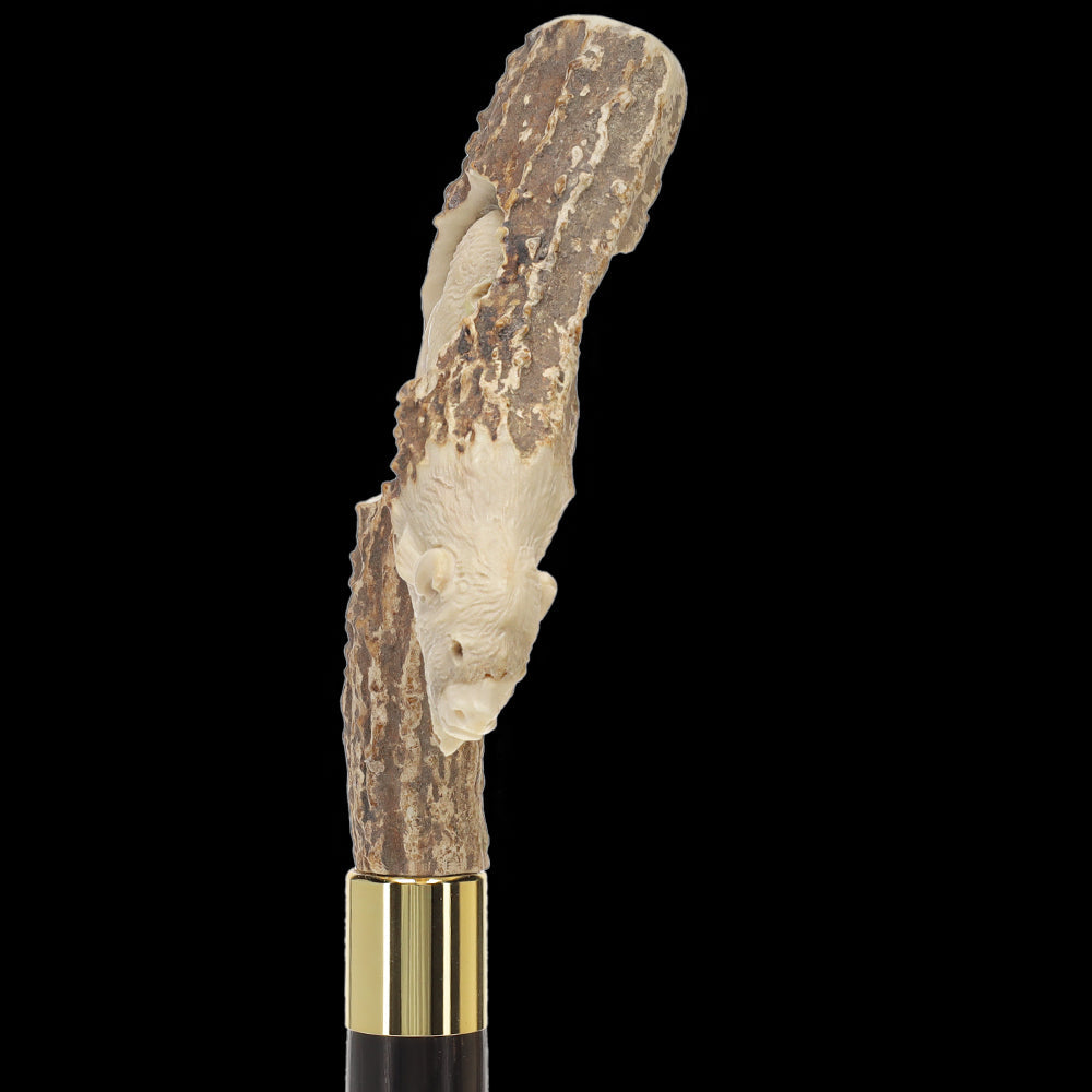 Carved Bison Antler Buffalo Bone: Collector Cane - Limited Supply Bone Handles - Tophatter Daily Deals