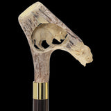 Carved Bison Antler Buffalo Bone: Collector Cane - Limited Supply Bone Handles - Tophatter Daily Deals