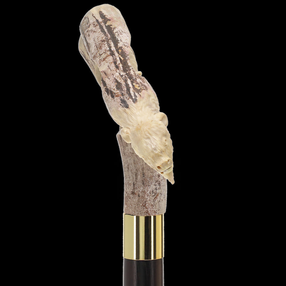 Carved Bison Antler Buffalo Bone: Collector Cane - Limited Supply Bone Handles - Tophatter Daily Deals