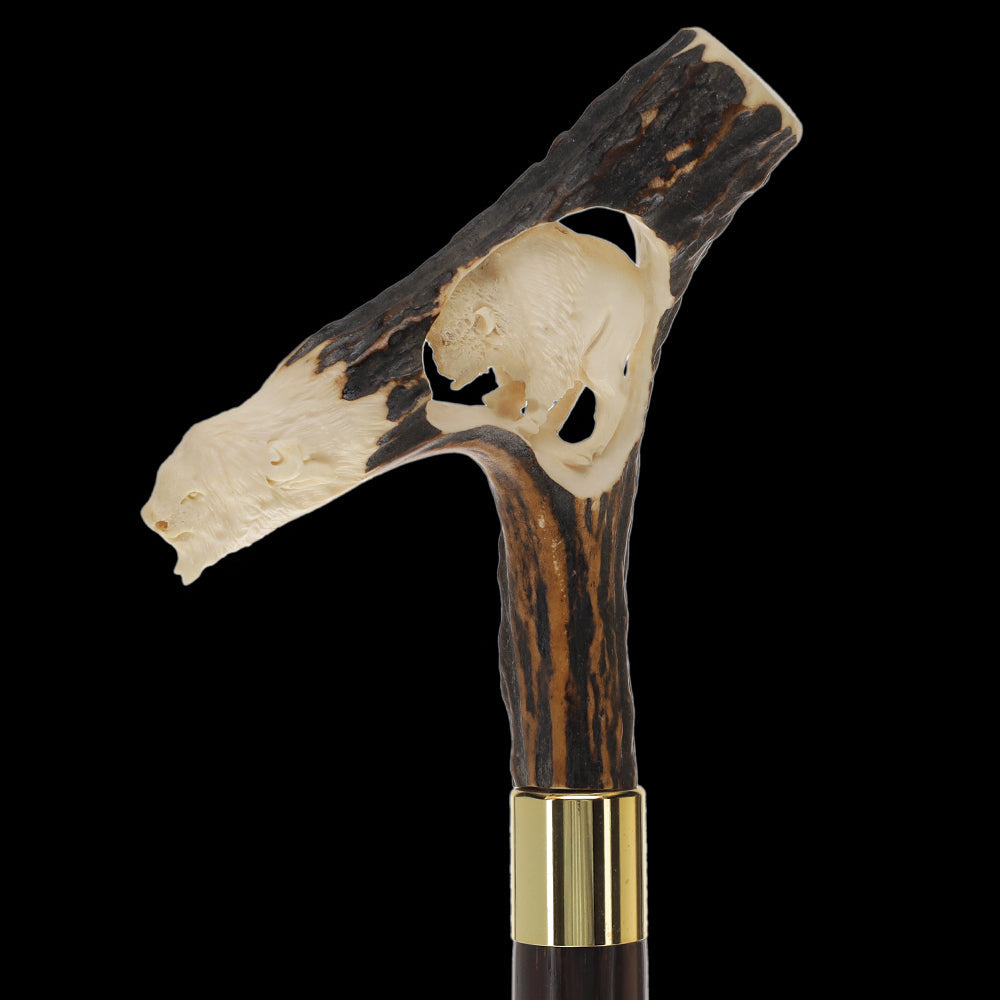 Carved Bison Antler Buffalo Bone: Collector Cane - Limited Supply Bone Handles - Tophatter Daily Deals