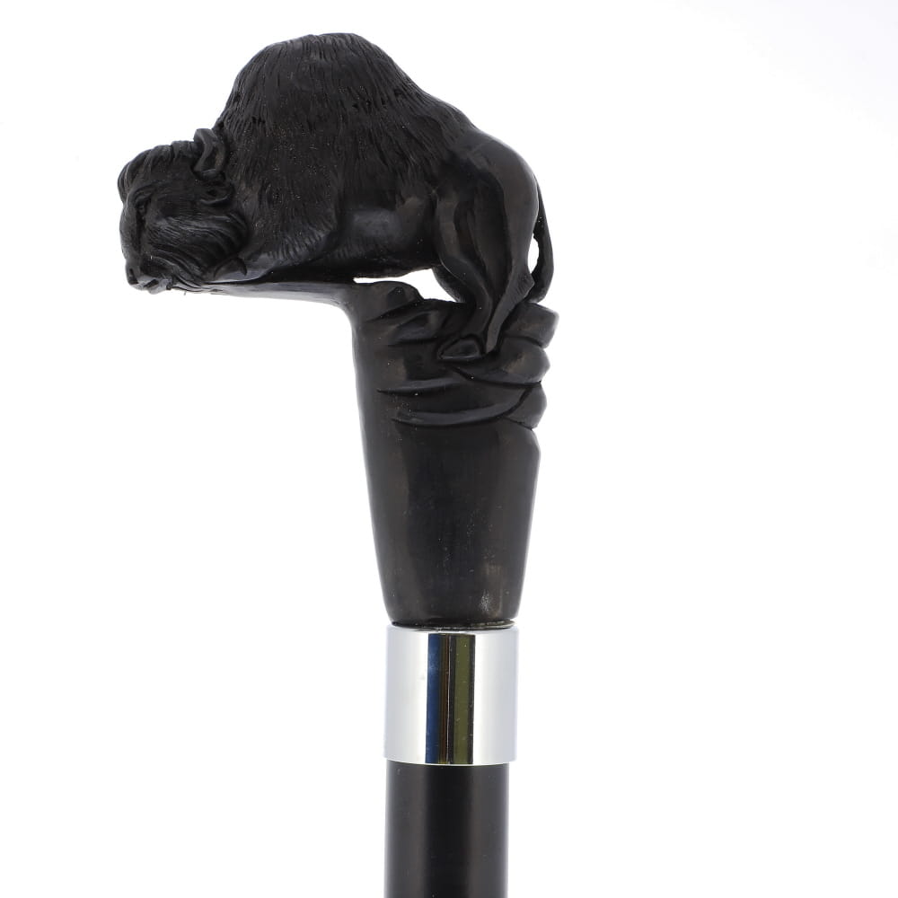 Bison Dark Buffalo Horn Handle Collector Cane w/Custom Shaft and Collar Bone Handles - Tophatter Daily Deals