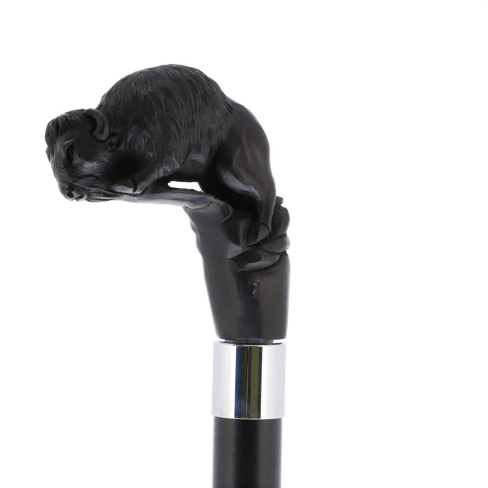 Bison Dark Buffalo Horn Handle Collector Cane w/Custom Shaft and Collar Bone Handles - Tophatter Daily Deals