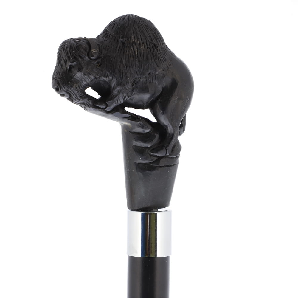 Bison Dark Buffalo Horn Handle Collector Cane w/Custom Shaft and Collar Bone Handles - Tophatter Daily Deals