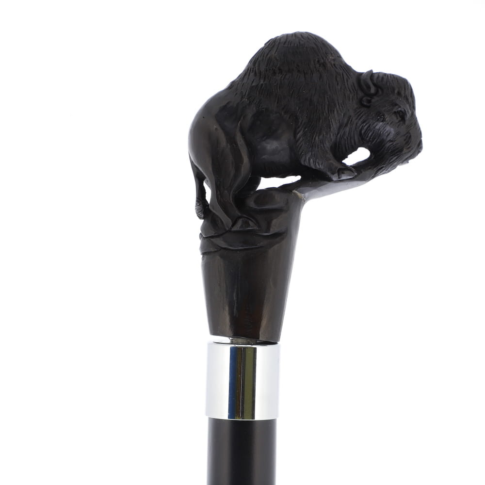 Bison Dark Buffalo Horn Handle Collector Cane w/Custom Shaft and Collar Bone Handles - Tophatter Daily Deals