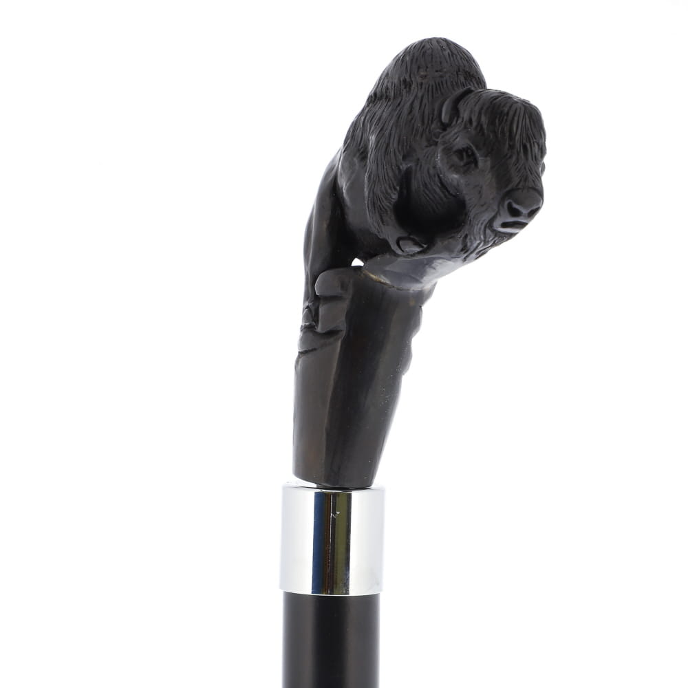 Bison Dark Buffalo Horn Handle Collector Cane w/Custom Shaft and Collar Bone Handles - Tophatter Daily Deals