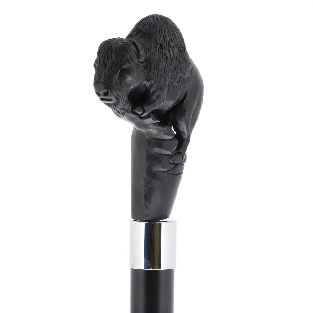 Bison Dark Buffalo Horn Handle Collector Cane w/Custom Shaft and Collar Bone Handles - Tophatter Daily Deals