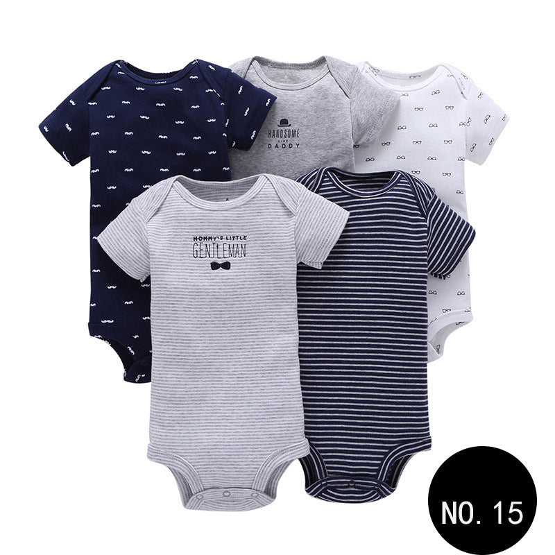 Baby Short Climb 5-piece Romper Boys and Girls Cotton One-piece Rompers 15Style Q5pcs 0 - Tophatter Daily Deals