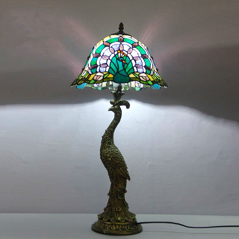Bedroom Hotel Bedside Peacock Base Table Lamp 0 - Tophatter Daily Deals