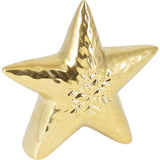 Gold Ceramic Christmas Star | Golden Star Ornament Festive Decoration - 11cm Ornament - Tophatter Daily Deals