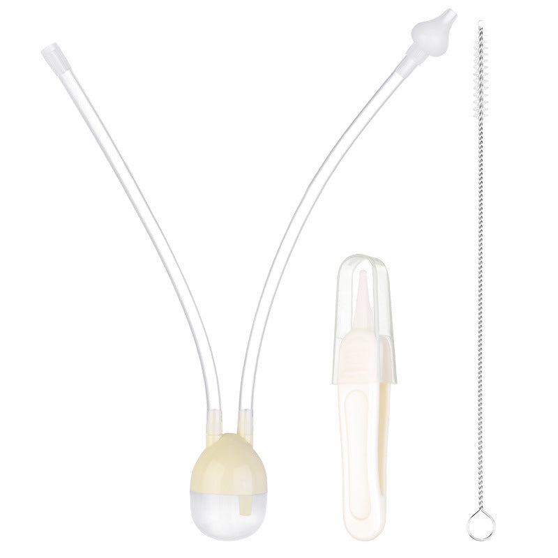 Baby Mouth Suction Nasal Aspirator Cleaning Tweezers Brush Set Beige Ordinary 0 - Tophatter Daily Deals