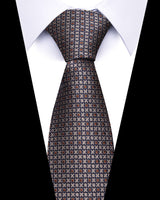 Men's Neckties - Formal Classic Patterned Tie (50 Style Options) Bronze with Navy Grid Belts & Ties - Tophatter Daily Deals