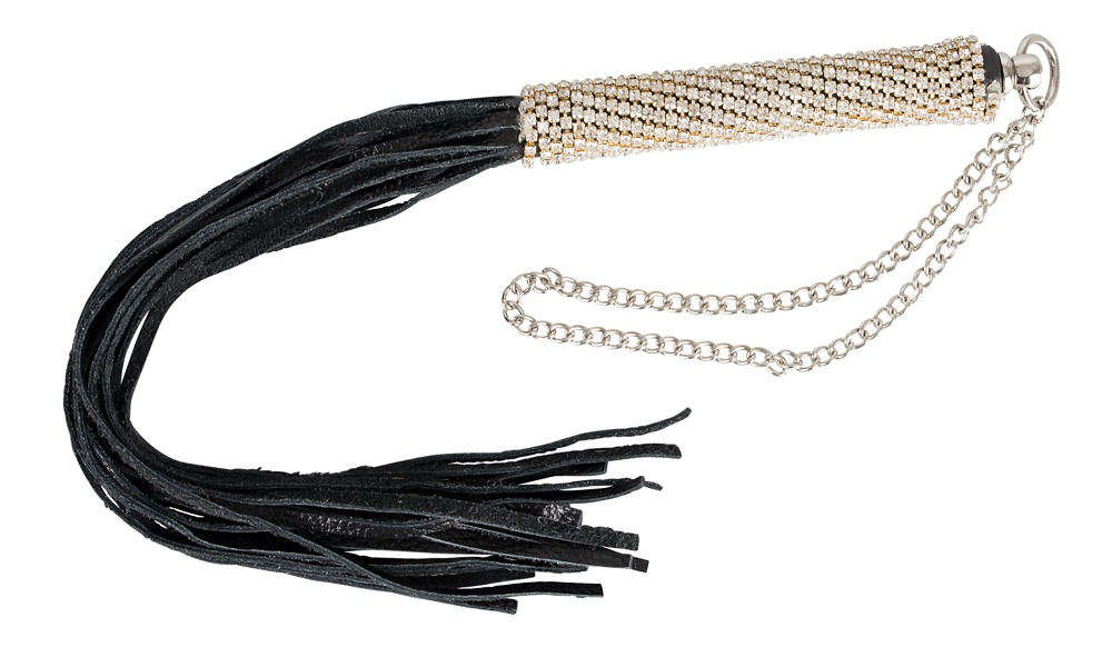 Bad Kitty Mini Whip Rhinestone Black 40 cm with Rhinestone Handle > Bondage Gear > Whips & Floggers - Tophatter Daily Deals