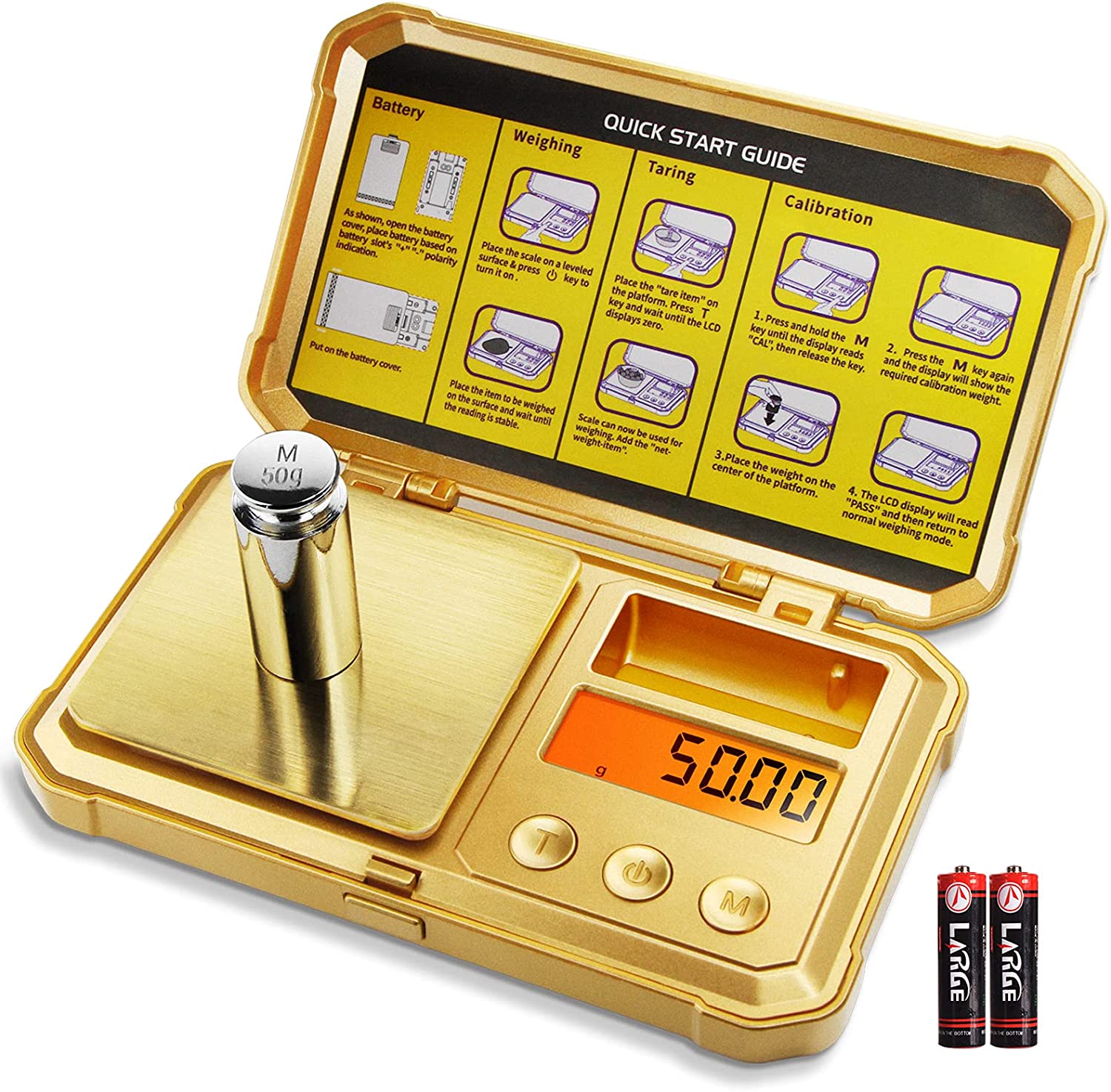 Fuzion Gram Scale 200g/0.01g, Jewelry Digital Pocket Herb Scale with 6 Modes, 50g Weight Included Collectible Weapons - Tophatter Daily Deals