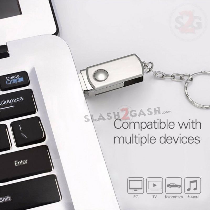 Mini Metal Rotary USB Flash Drive 2.0 Key Chain Memory Stick 16/32/64gb USB Flash Drive - Tophatter Daily Deals