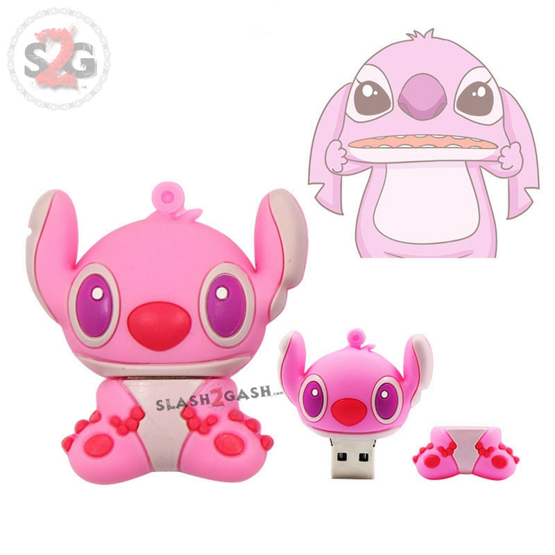Cute Cartoon Stitch USB Flash Drive 2.0 Rubber Memory Stick 16gb 16GB 2.0 - Pink USB Flash Drive - Tophatter Daily Deals