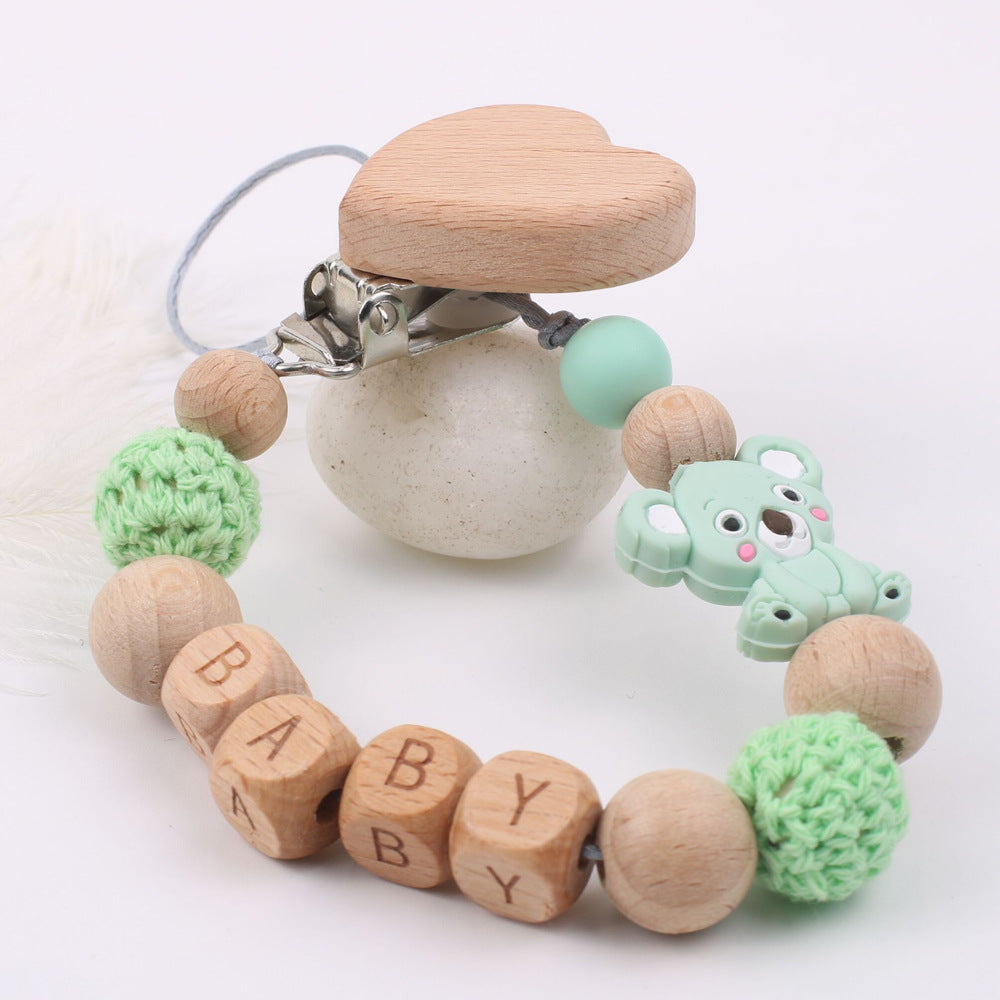 Baby Products Soothing Beech Wood Mouth Chain Clip Green 7 - Tophatter Daily Deals