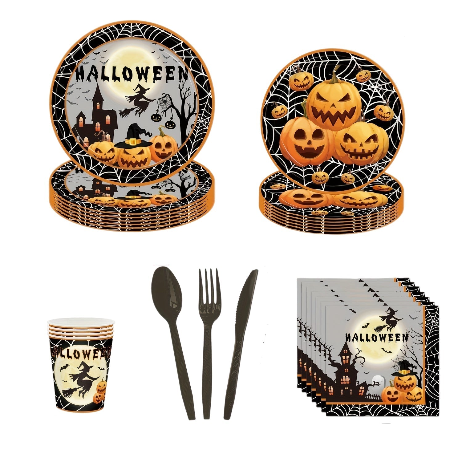 Halloween Party Dinnerware Set (140pcs) - Tophatter Daily Deals