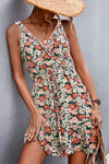 Floral Frill Trim Sleeveless Mini Dress Casual Dresses - Tophatter Daily Deals