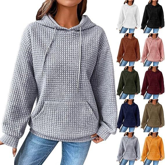 Soft Cozy Women’s Hoodie Sweater - Waffle Knit Layering 3D Changing Face Moving Picture Frame - Tophatter Daily Deals