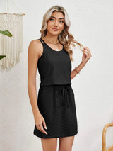 Eyelet Scoop Neck Sleeveless Dress Casual Dresses - Tophatter Daily Deals