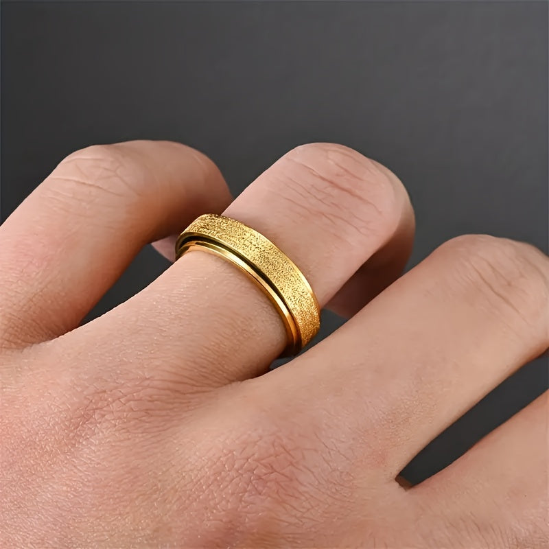 Stainless Steel Spinner Ring, Frosted Anxiety Fidget Band, 6 mm Rings - Tophatter Daily Deals