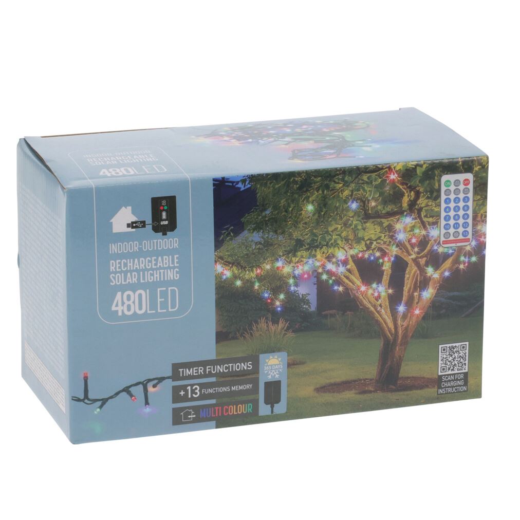 480 Multi LED Outdoor Solar Fairy Lights with 13 Modes, Timer & Remote Control String Lights - Tophatter Daily Deals