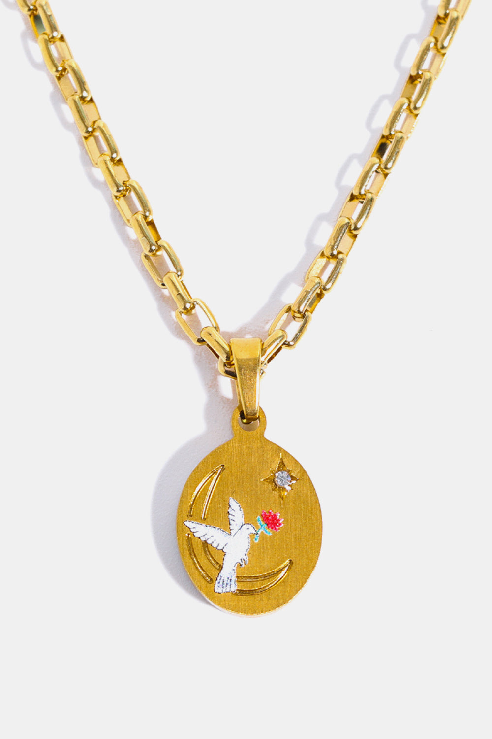 Stainless Steel 18K Gold-Plated Necklace Pigeons One Size Necklaces - Tophatter Daily Deals