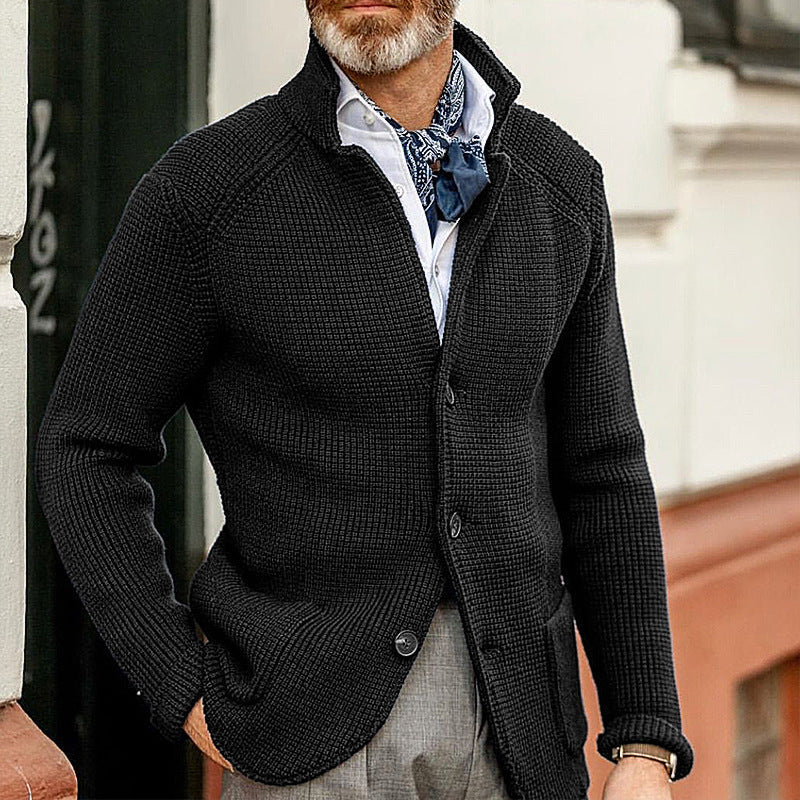 Warm Men's Cardigan - Stand Up Collar, Knitted, Commute 3D Changing Face Moving Picture Frame - Tophatter Daily Deals