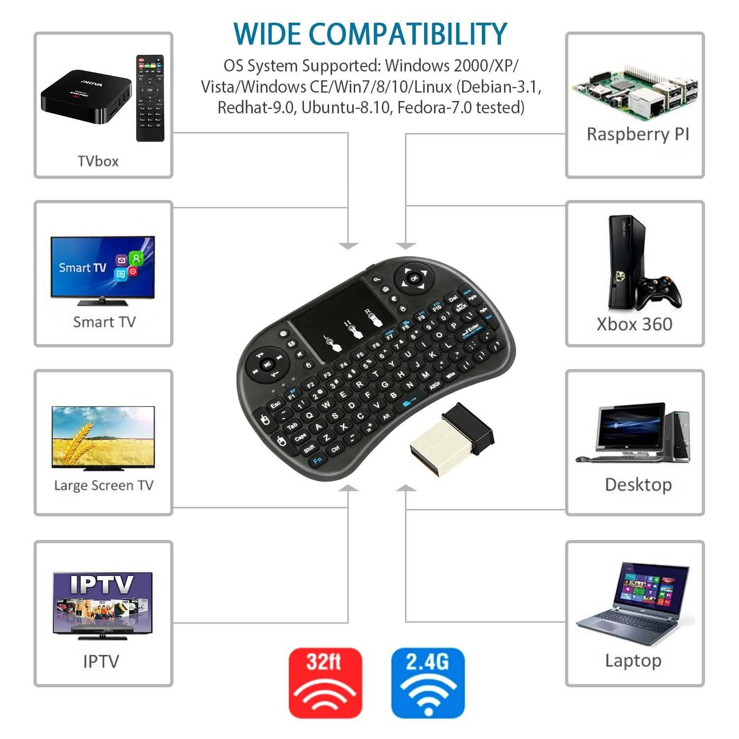 2.4G Mini Wireless Keyboard Touchpad Computer Accessories - Tophatter Daily Deals