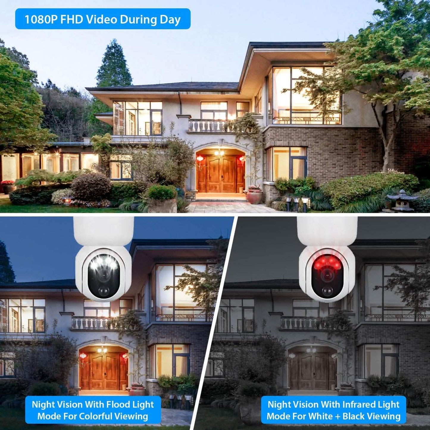 2.4G Wifi Solar Wireless 1080P Surveillance Camera with Flood Light Night Vision Smart Home & Security - Tophatter Daily Deals