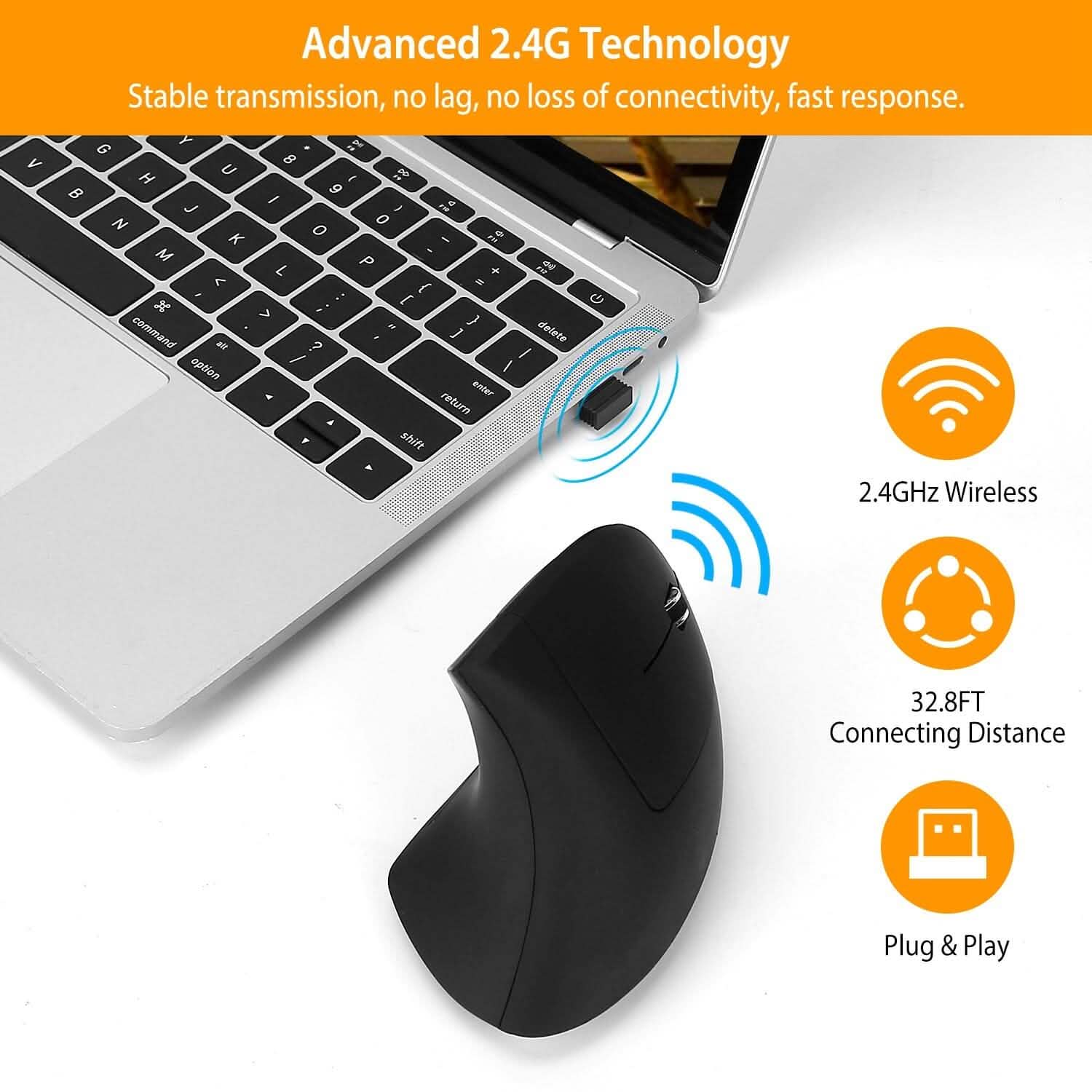2.4G Wireless Vertical Mouse Ergonomic Optical Mice Computer Accessories - Tophatter Daily Deals