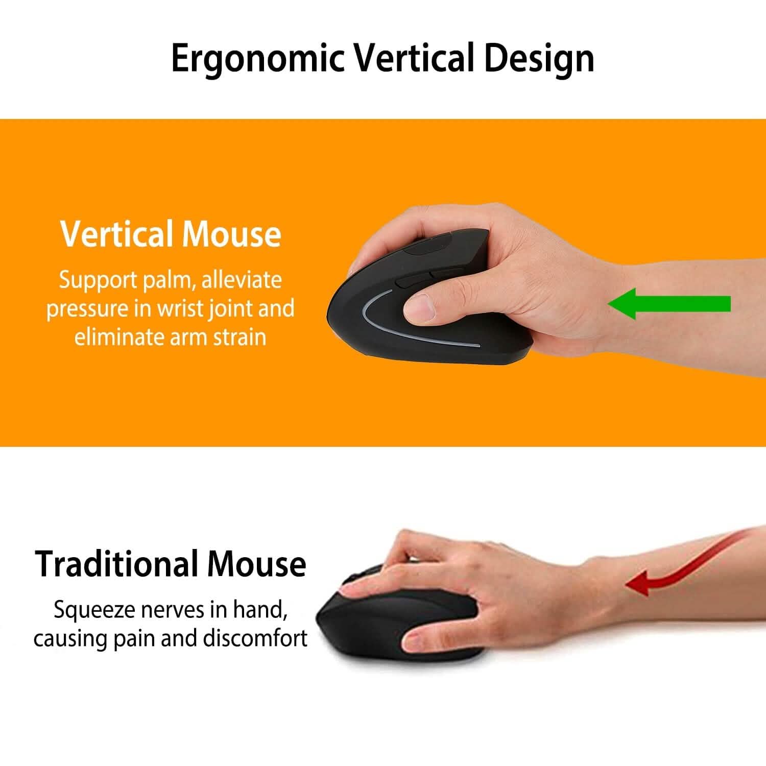2.4G Wireless Vertical Mouse Ergonomic Optical Mice Computer Accessories - Tophatter Daily Deals