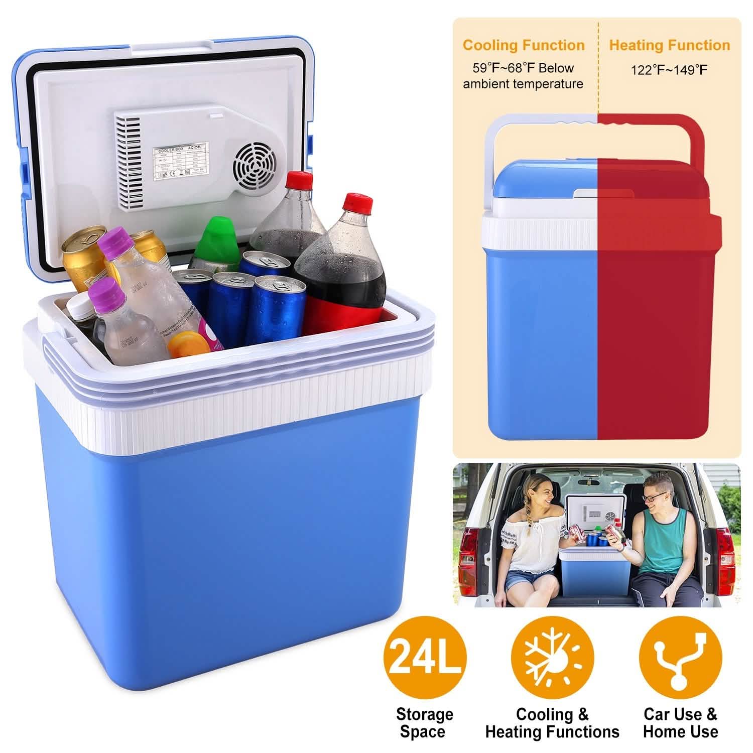 24L 12V Car Portable Refrigerator Travel Cooler Automotive - Tophatter Daily Deals