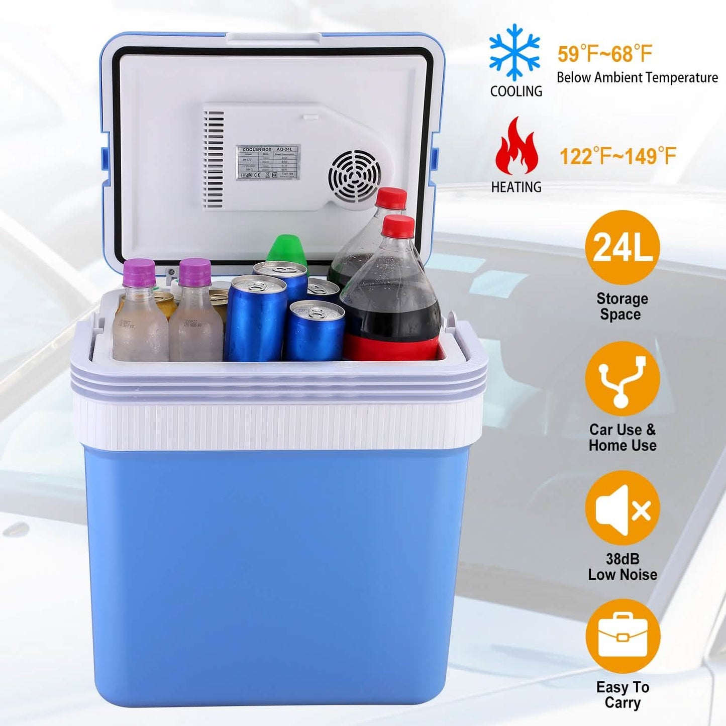 24L 12V Car Portable Refrigerator Travel Cooler Automotive - Tophatter Daily Deals