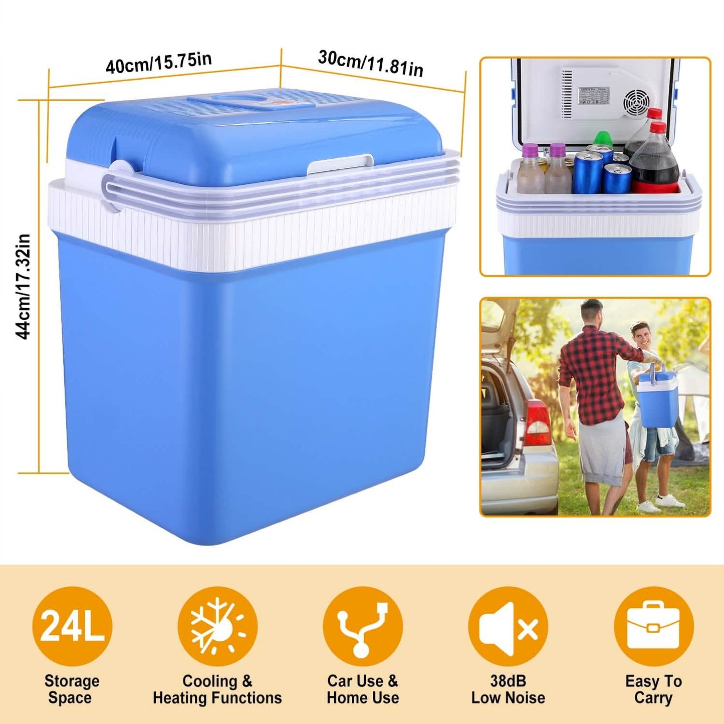 24L 12V Car Portable Refrigerator Travel Cooler Automotive - Tophatter Daily Deals