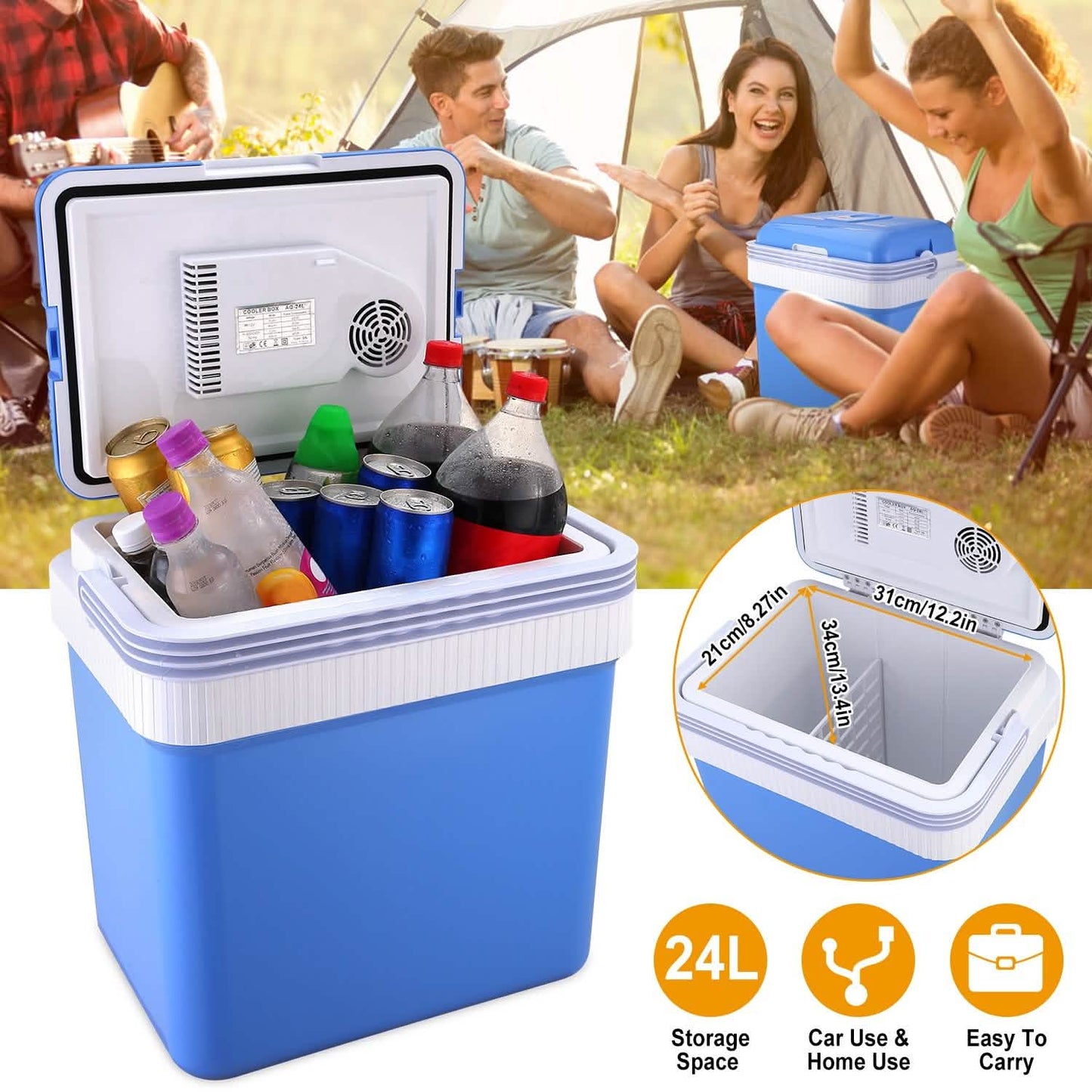 24L 12V Car Portable Refrigerator Travel Cooler Automotive - Tophatter Daily Deals