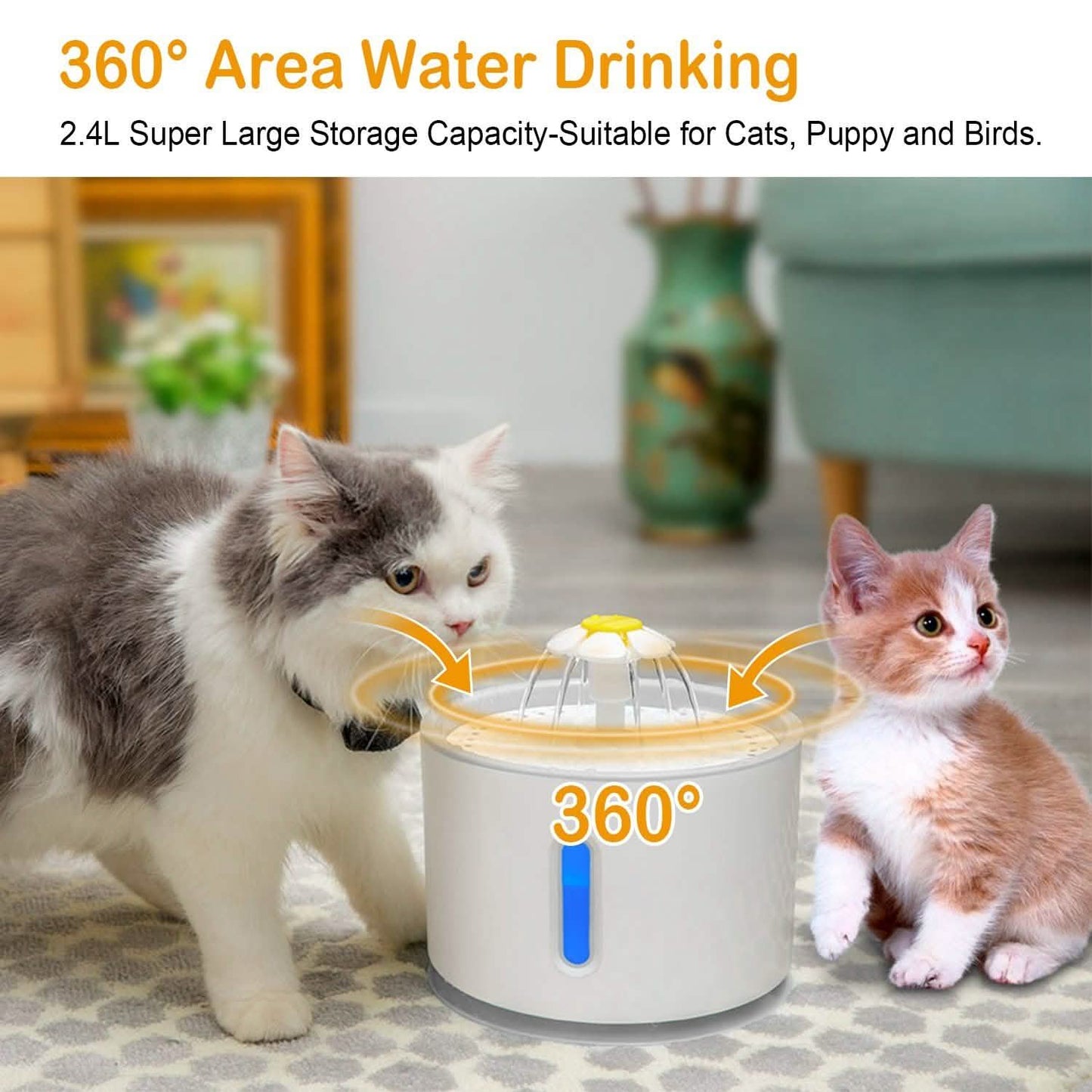 2.4L Automatic Pet Water Fountain Pet Supplies - Tophatter Daily Deals