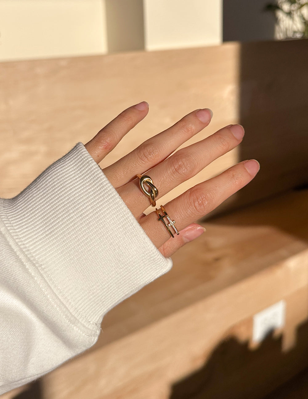 Stacked Cross Gem Ring Rings - Tophatter Daily Deals